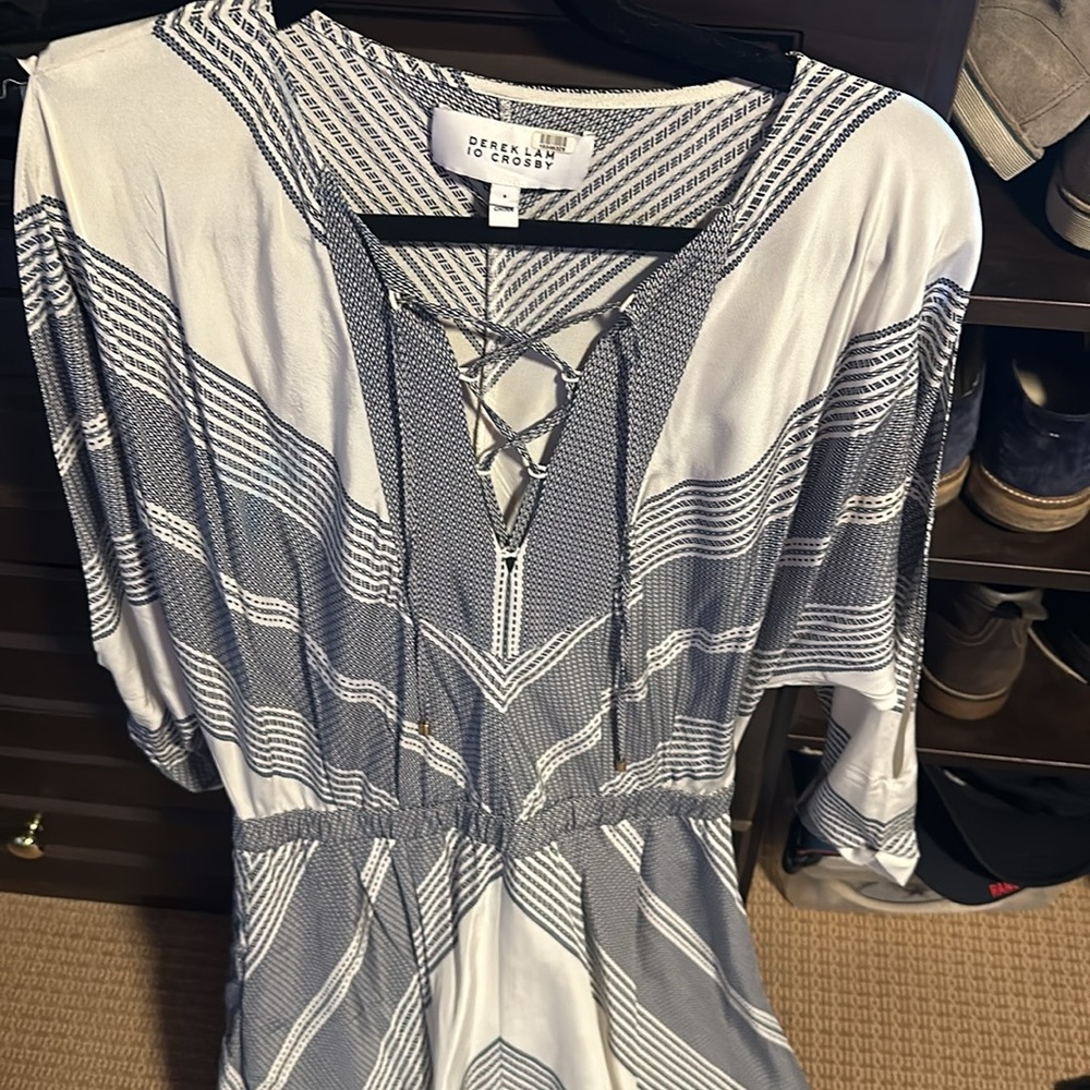 10 Crosby Derek Lam Chevron midi dress size 8 nwot really pretty - Picture 11 of 11